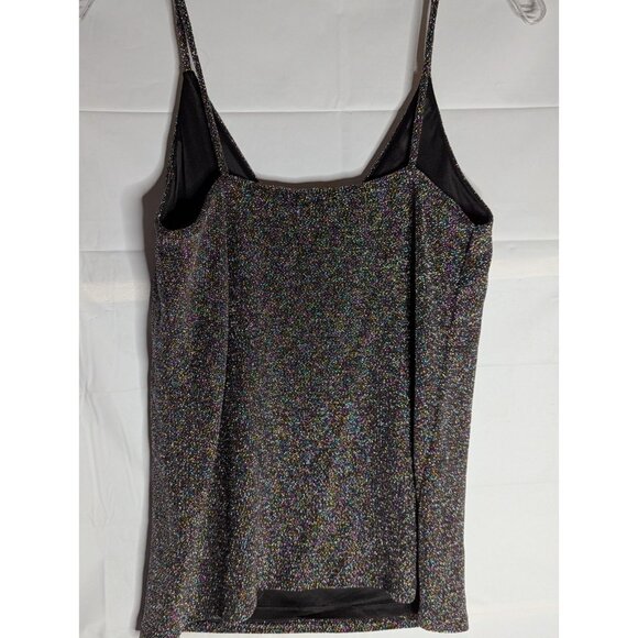 NWT EXPRESS Black Rainbow SPARKLE Tank Top Y2K Whimsigoth Glitter Retro Sz S - Picture 5 of 8